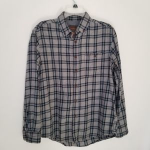 Northwest Territory Shirt Mens Medium Flannel Button-Up Gray Blue Black Plaid